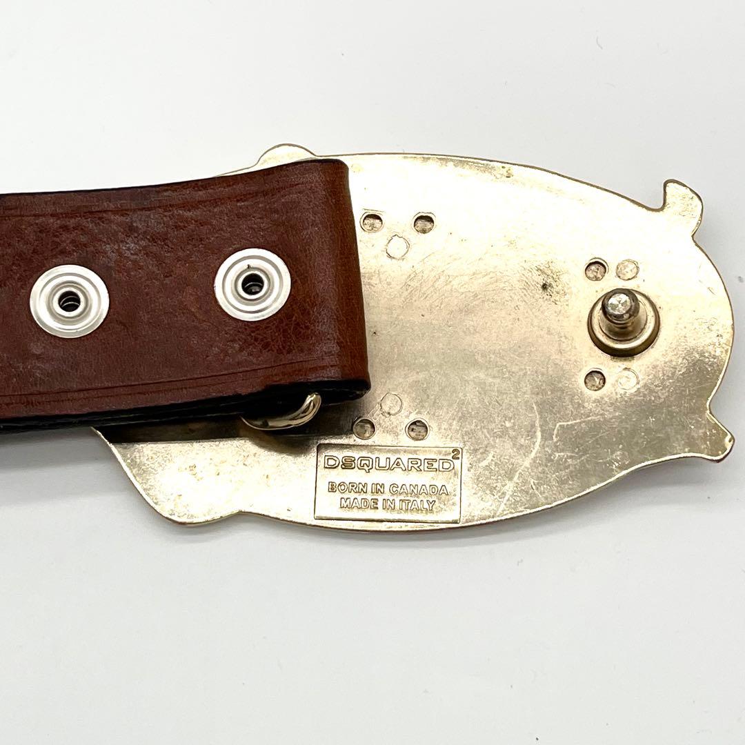 【美品】Dsquared2 Ladyロゴ レザーベルト　ブラウン