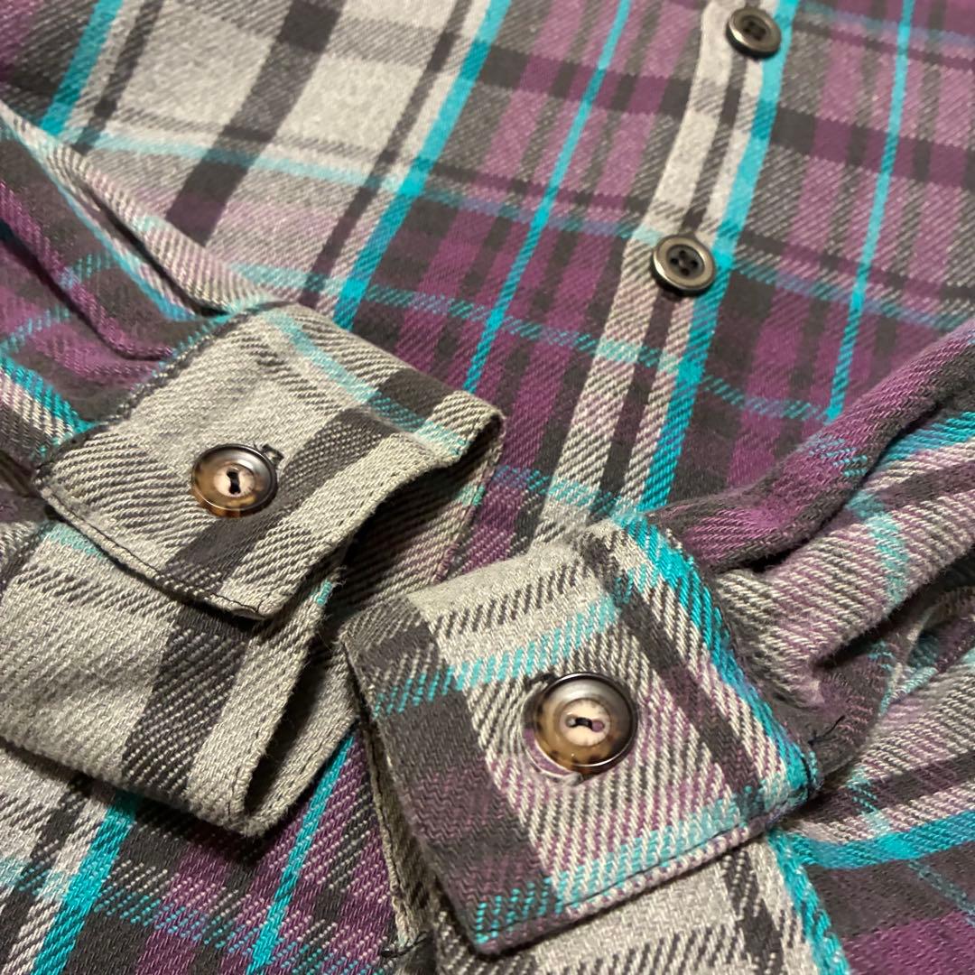 90S USA製 Vintage フランネルシャツ フード付 レイヤード