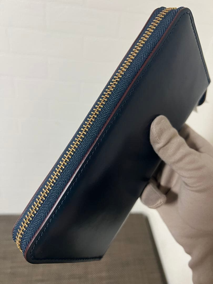 【未使用】SHELL CORDOVAN 2 ラウンドファスナー長財布 NAVY