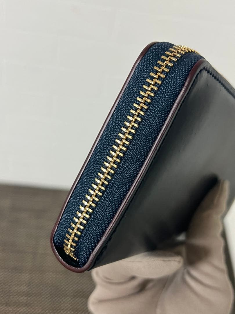 【未使用】SHELL CORDOVAN 2 ラウンドファスナー長財布 NAVY