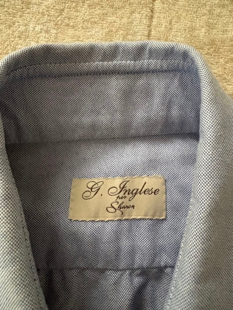 イングレーゼ　シャツ　サックス　オックスフォード　サイズ３７　シャロン購入