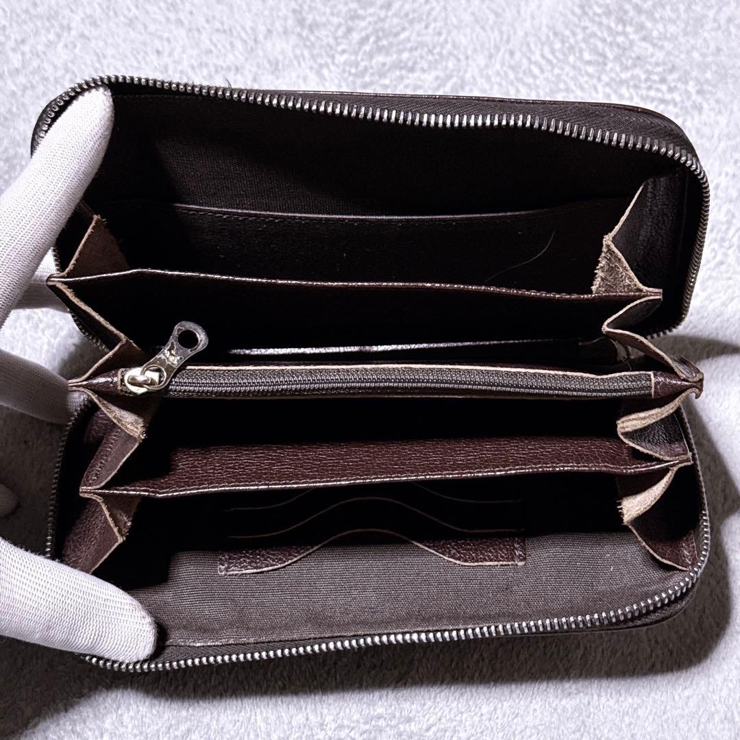 【美品】イルビゾンテ オーガナイザー 長財布 ラウンド 型押し ブラウン