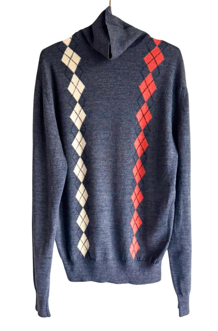 JOHN SMEDLEY Y2K アーガイル タートルネックニット 旧タグ M