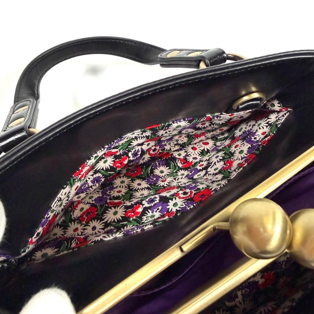 【未使用に近い】アナスイ　ハンドバッグ 2way がま口　ディディオン　黒