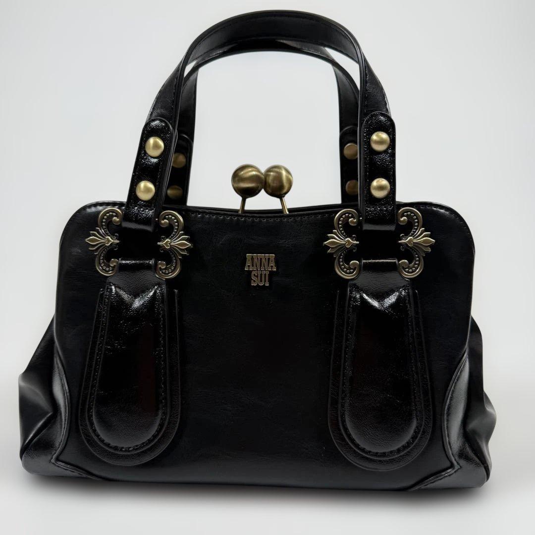 【未使用に近い】アナスイ　ハンドバッグ 2way がま口　ディディオン　黒