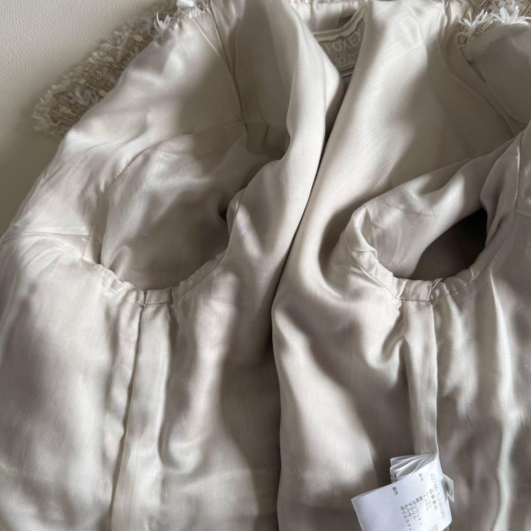 美品　フォクシー　ツイードジャケット　ピンクベージュ　38