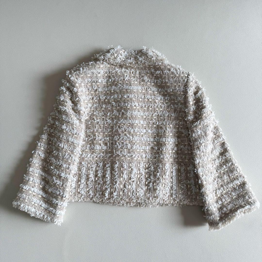 美品　フォクシー　ツイードジャケット　ピンクベージュ　38