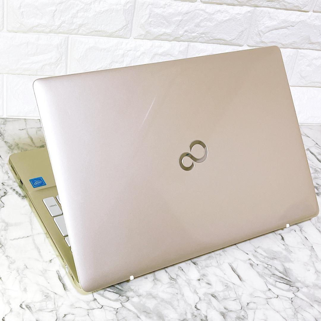 超美品ゴールド✨爆速SSD薄型ノートパソコン✨Windows11✨カメラオフィス