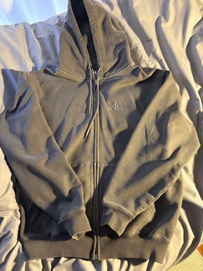 BoTT PIGMENT DYED ZIP HOODIE パーカー 黒 XL