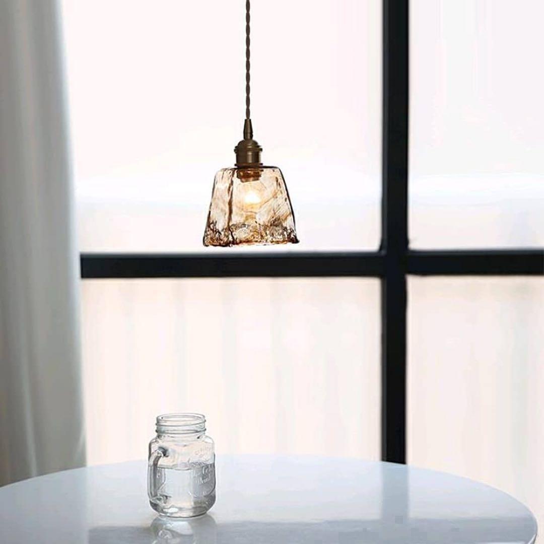 ペンダントライト　琥珀色　アンティーク　クリアガラス　LED