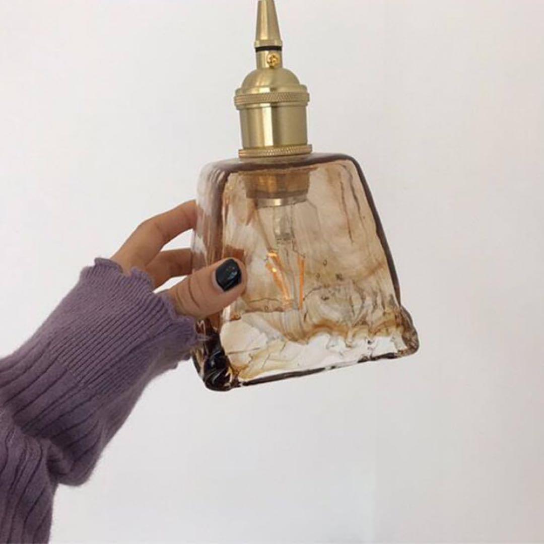 ペンダントライト　琥珀色　アンティーク　クリアガラス　LED