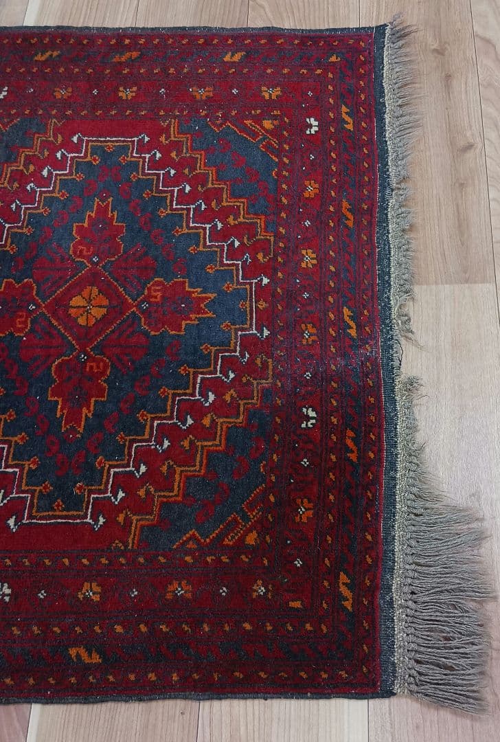 Y2745 アフガン絨毯 ウール100% 手織り ランナー 276×82㎝