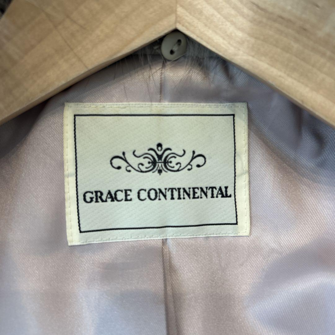 グレースコンチネンタル フォックスファー付 ダッフルコート 38 ピンクベージュ