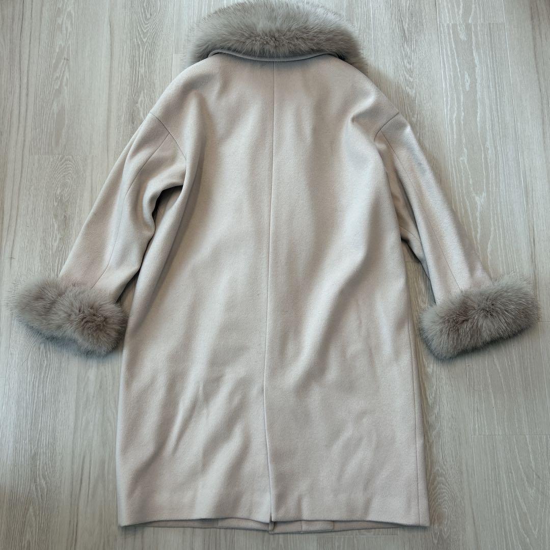 グレースコンチネンタル フォックスファー付 ダッフルコート 38 ピンクベージュ