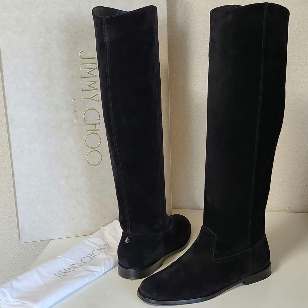 美品 ジミーチュウ BREE FLAT 37 ブラック スエード　ロングブーツ