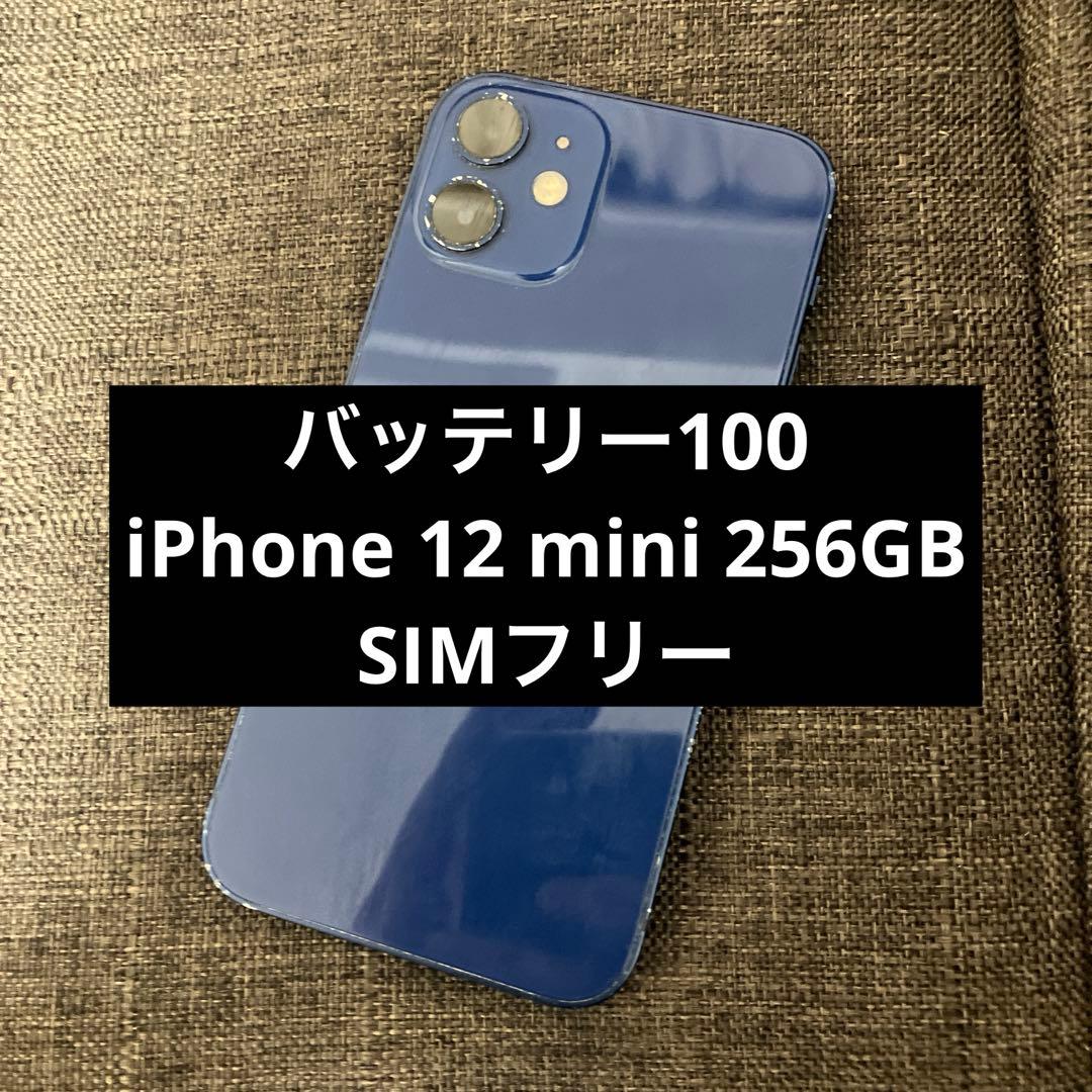 バッテリー100 iPhone 12 mini 256GB simフリー　ブルー