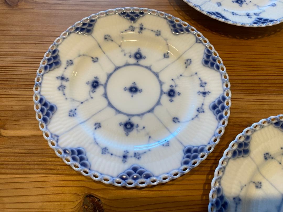 【ヤマザキ】フルレース　ケーキプレート　1870-90年製　6枚