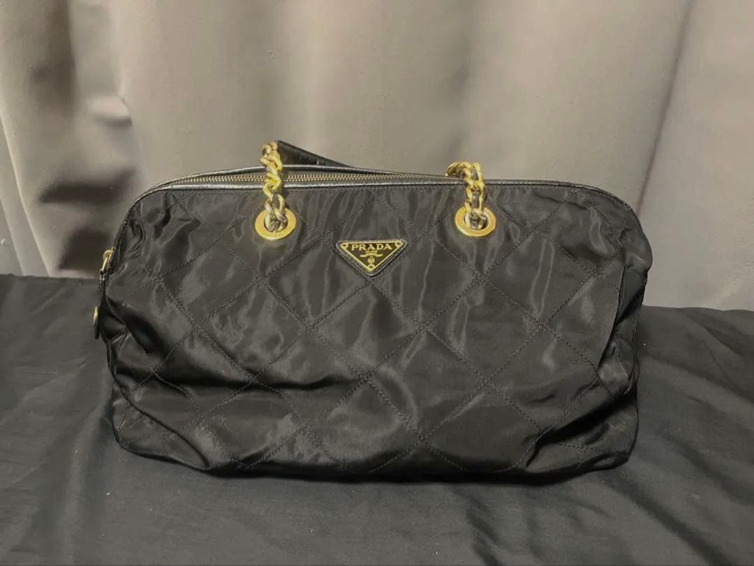 PRADA ブラック ナイロン ボストンバッグ