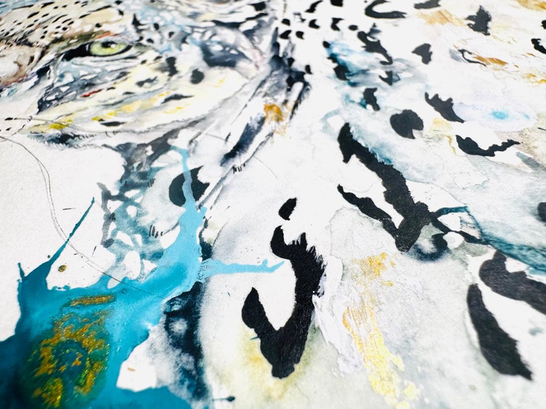 雪豹 ユキヒョウ 原画 額装済