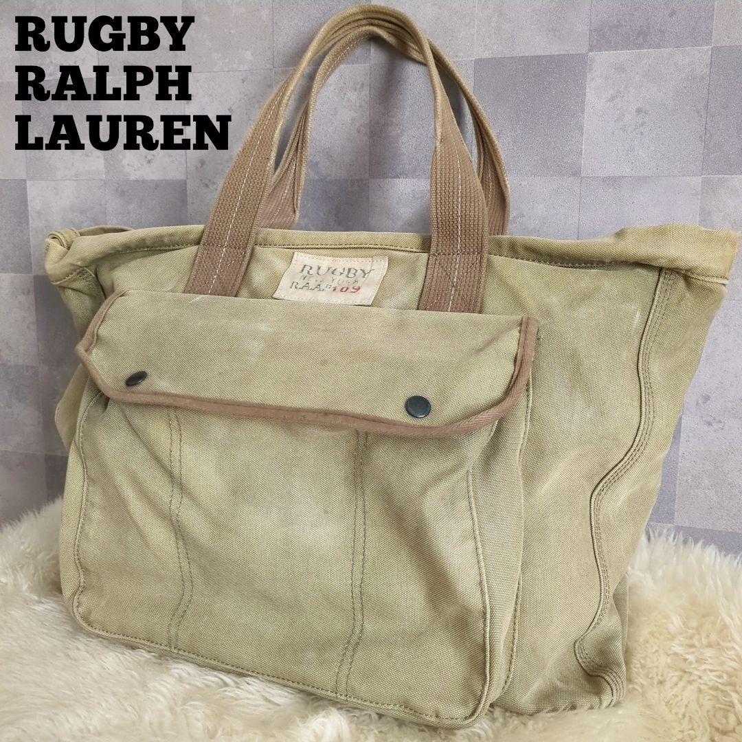 RUGBY RALPH LAUREN♦キャンバス トートバッグ カーキ ベージュ