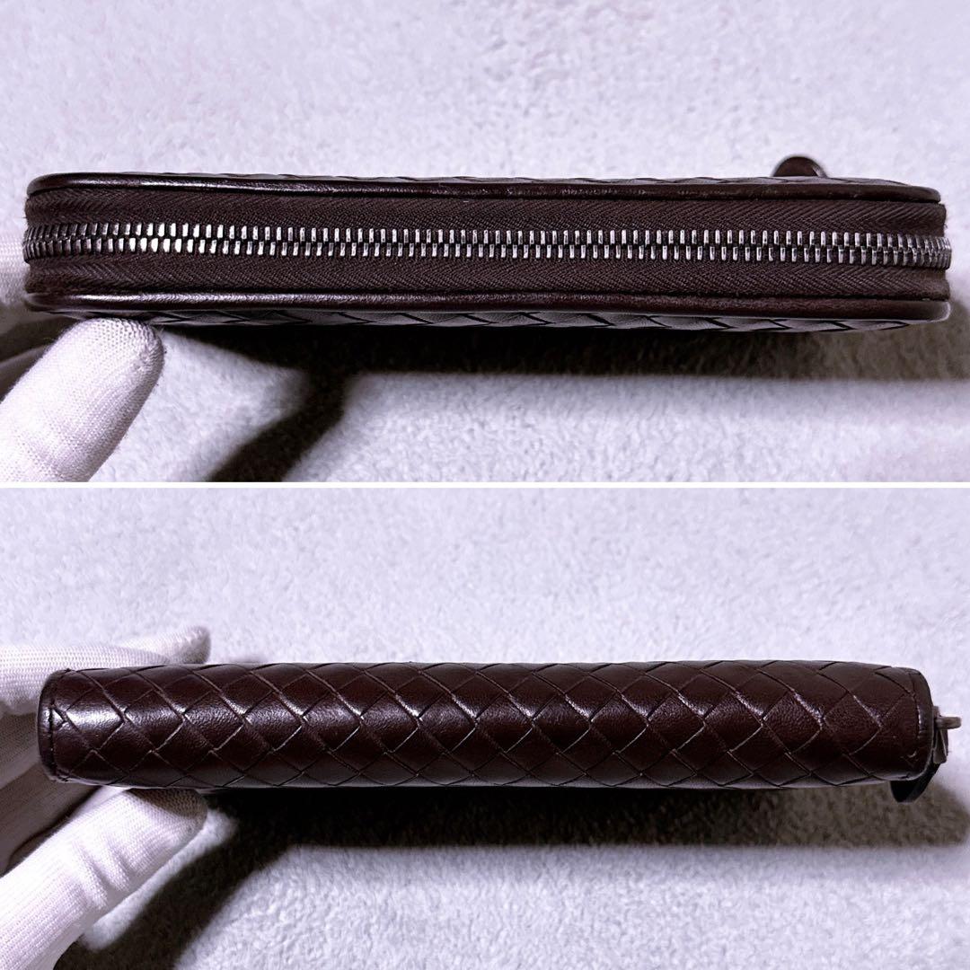 【美品】ボッテガヴェネタ 長財布 ラウンド イントレチャート ブラウン メンズ