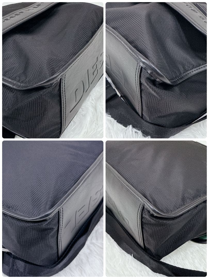 【未使用級】DIESELディーゼル 黒　メッセンジャー レザー　ナイロン　A4