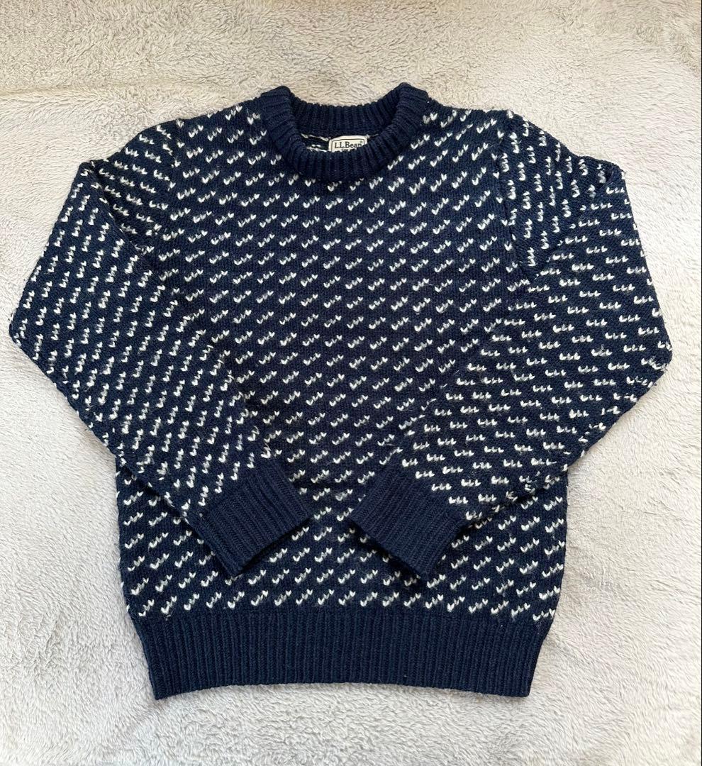 L.L.Bean バーズアイニット 現行　ネイビー ウール Sサイズ　レディース