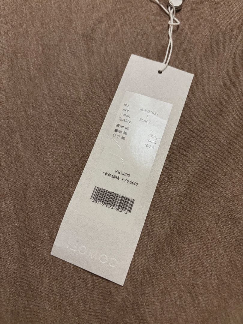 23SS COMOLI リネンWクロス ジップブルゾン BLACK 3