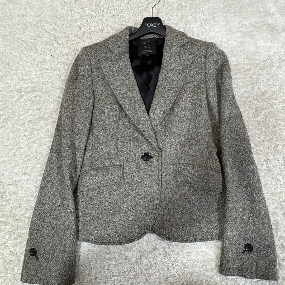 23区 カシミヤ アンゴラ混 セットアップパンツスーツ ツイード調