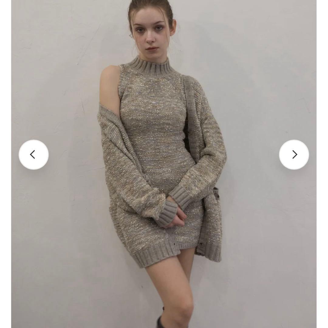 もも様yilon MIX YARN KNIT ONE-PIECE