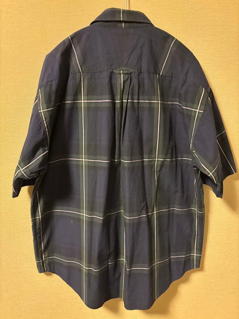 DESCENDANT チェック柄 半袖シャツ ネイビー