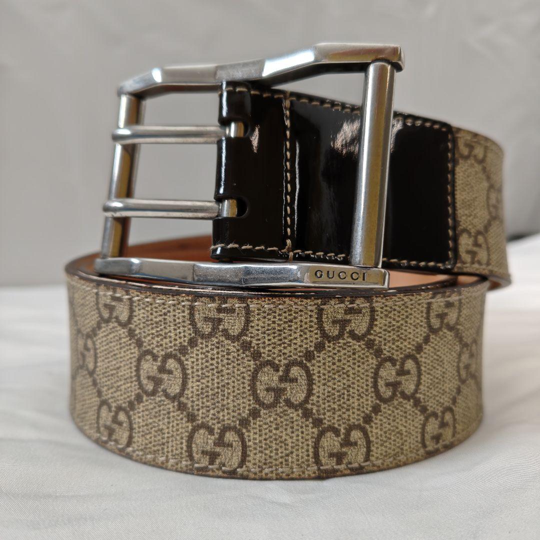 グッチ　ハートベルト　GGスプリーム　シルバー　キャンバス