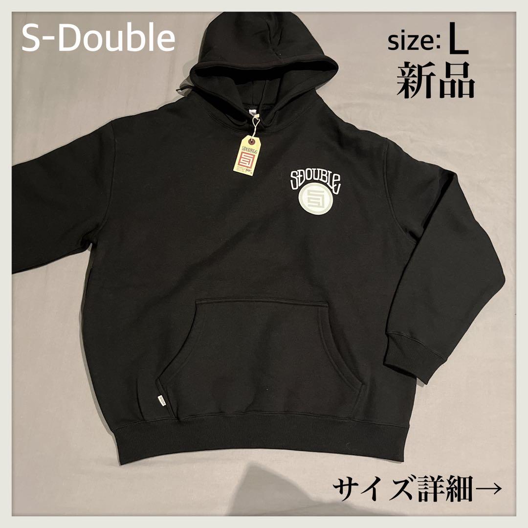 エスダブル 黒 パーカー 未使用 L フード付き フーディー