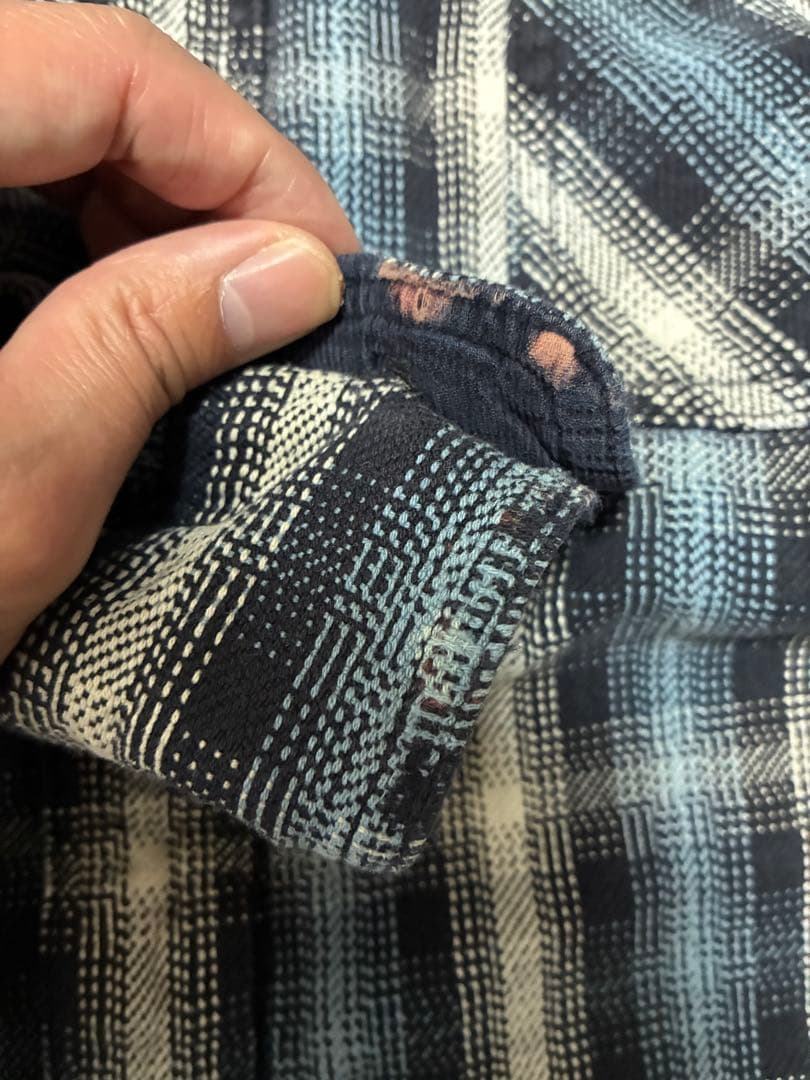 ST. JOHN'S BAY オンブレチェックシャツ XL ブルーxネイビー