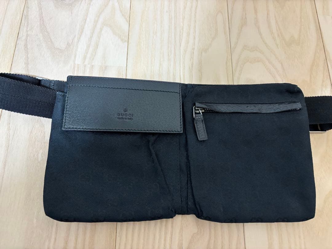 GUCCI ボディバッグ GGキャンバス レザー ブラック 美品⭐️