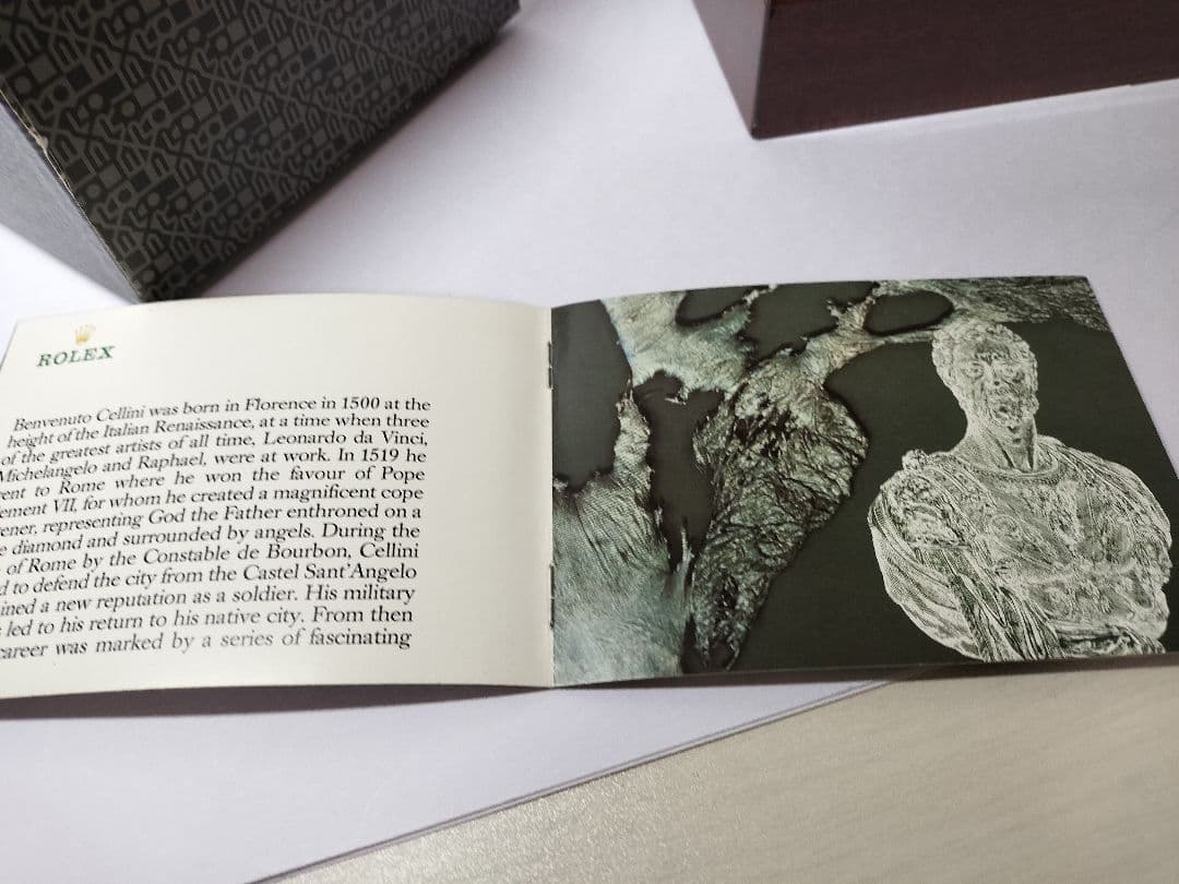 ROLEX 高級木製ボックスと希少チェリーニ冊子