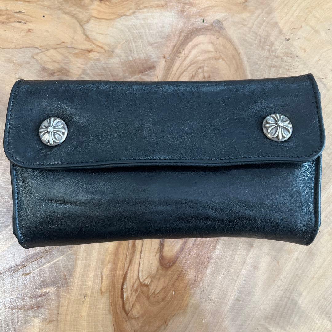 Chrome Hearts Wave Wallet クロスボタン ブラック