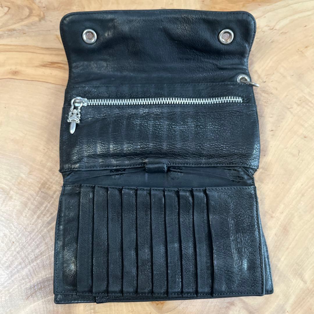 Chrome Hearts Wave Wallet クロスボタン ブラック