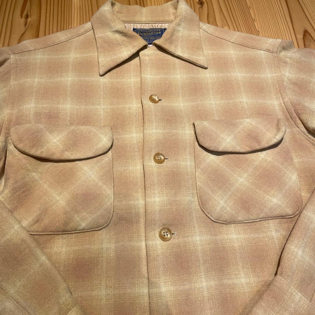 50s　Pendleton チェック柄ウールシャツ ボードシャツ
