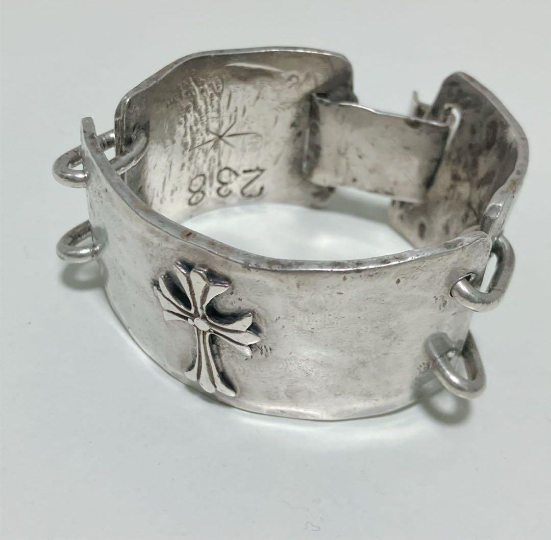 あ*ん様 重厚121.5g ヴィンテージシルバーブレスレット クロス 925 ナ