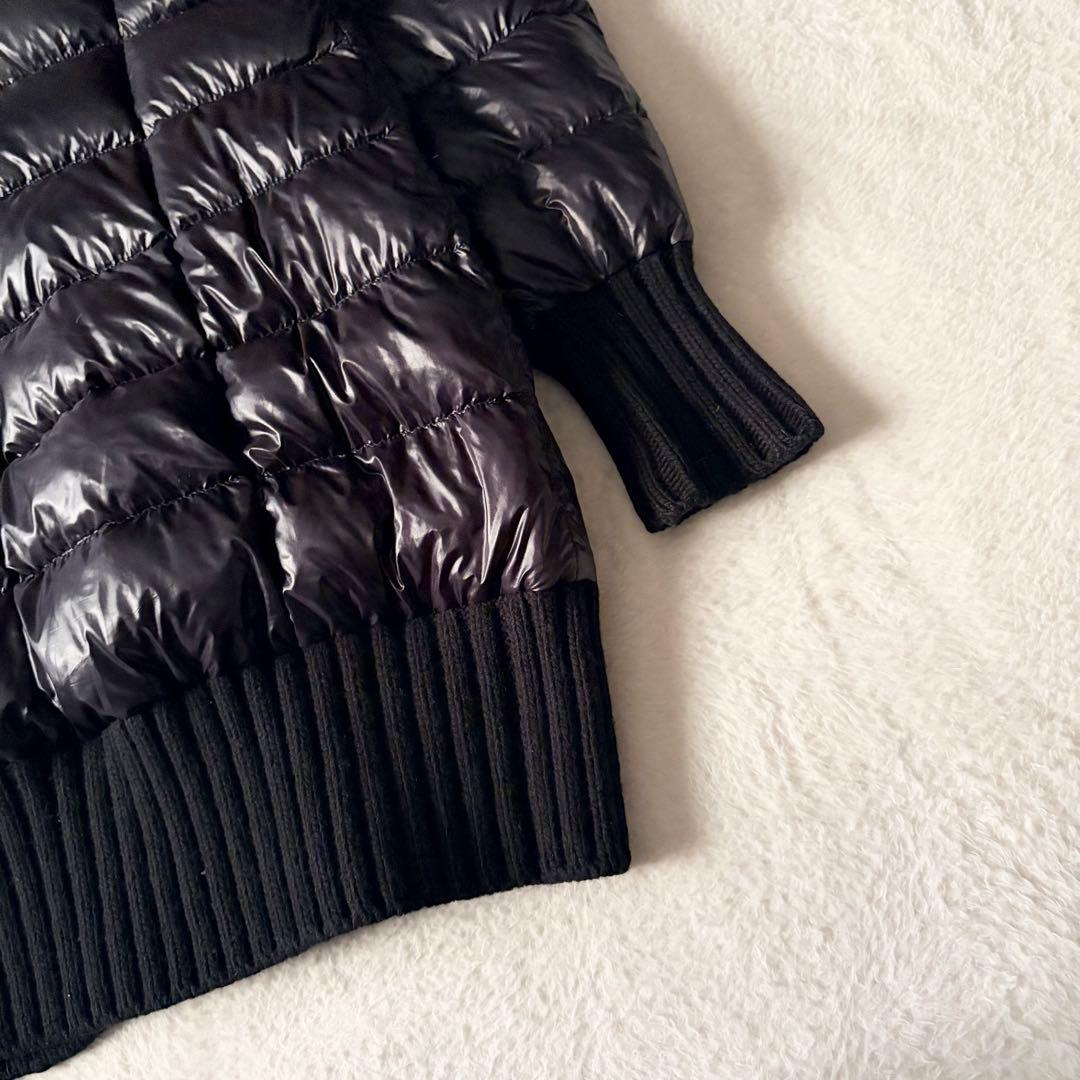6219 美品✨ ヘルノ ハイネックリブダウンコート 44 ブラック 異素材切替