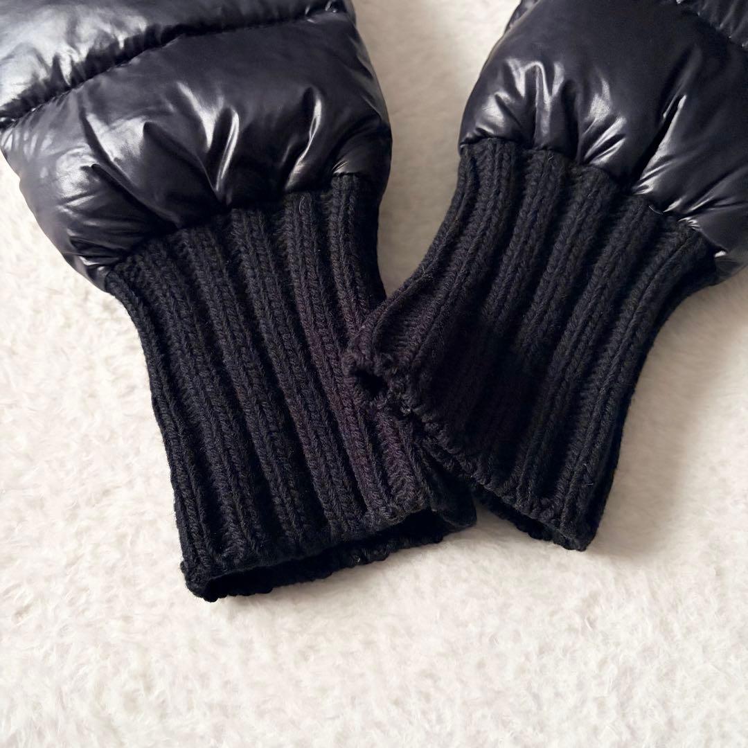 6219 美品✨ ヘルノ ハイネックリブダウンコート 44 ブラック 異素材切替