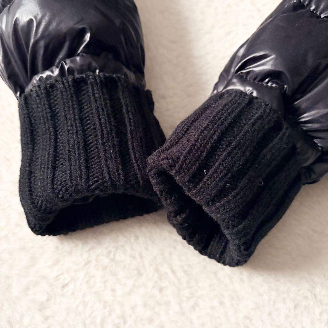 6219 美品✨ ヘルノ ハイネックリブダウンコート 44 ブラック 異素材切替