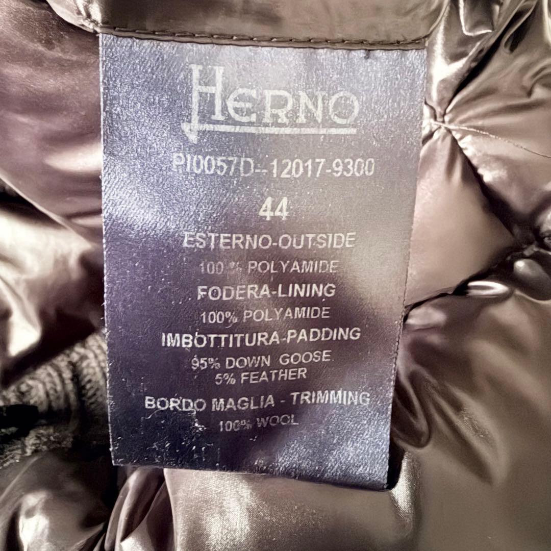 6219 美品✨ ヘルノ ハイネックリブダウンコート 44 ブラック 異素材切替