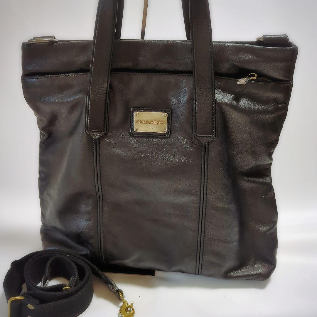 美品　ドルチェ&ガッバーナ　本革レザー　2wayトートバッグ ブラック