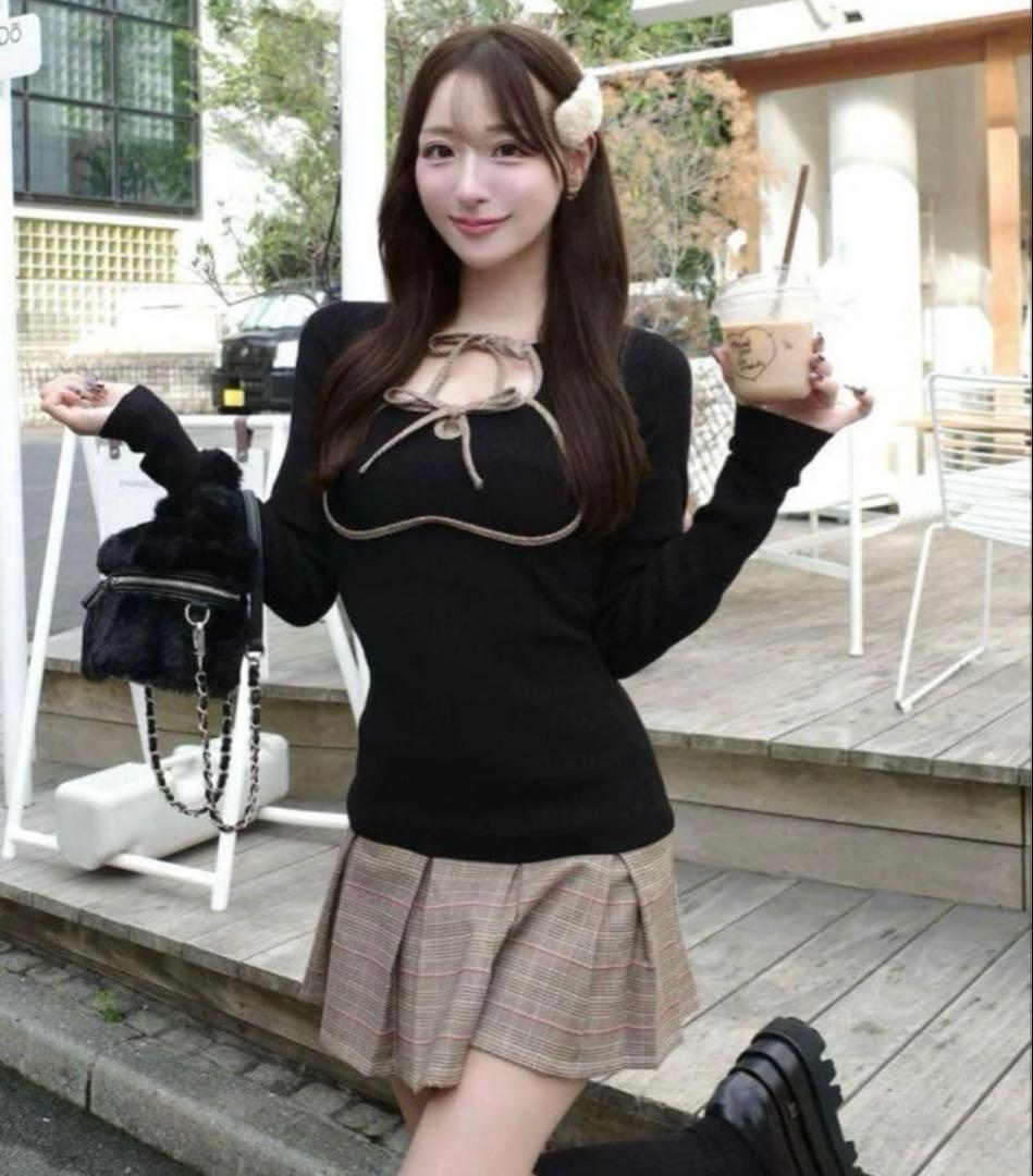 darich ダーリッチ ポイントチェックニットミニワンピース