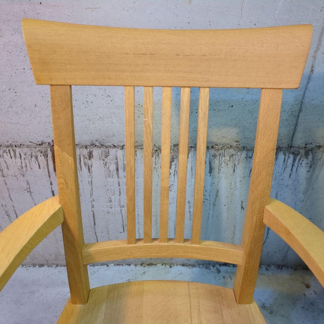 柏木工◆ナラ材　木製アームチェア ナチュラルウッド　オークブラウン　オーク材