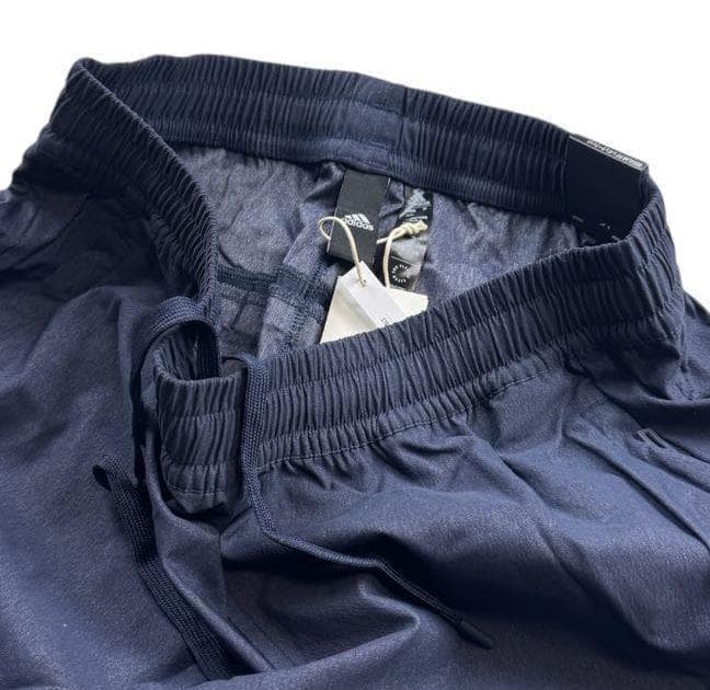 E2新品 2XL アディダス adidas デニム風ウーブンセットアップ 上下紺