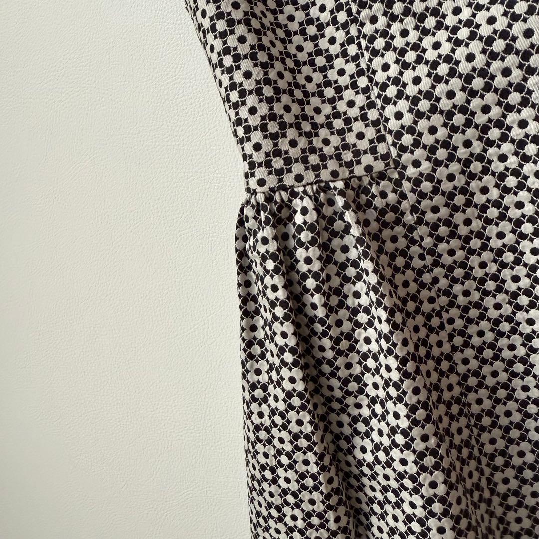 美品✨ルネ　リボンブローチ付き　カメリア総柄ワンピースドレス　クリーニング済　M