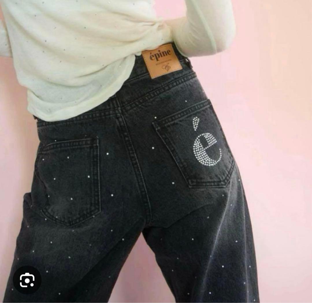 epine ラインストーンデニムパンツ